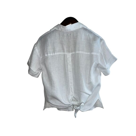 Three Dots Women's Wl1569 Lt Wt Linen S/S Shirt W/Split Back Size Small Oversize - Picture 4 of 10